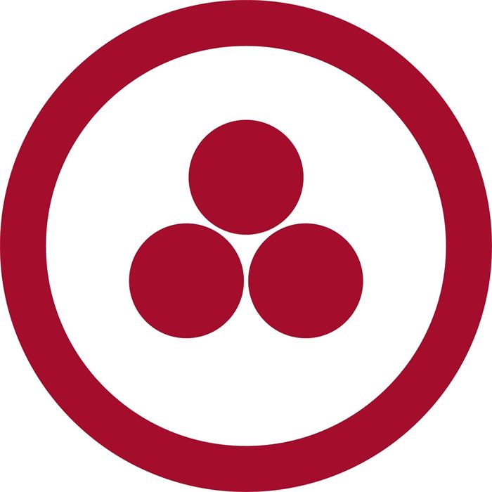 De Banner of Peace: drie rode cirkels in een rode ring op wit